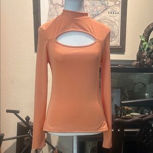 Topshop Orange Cutout Blouse